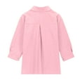 thumbnail image 4 of Agkizg Summer Girls Casual Linen Tops Fashion 3/4 Sleeve Shirts Turndown Collar Solid Color T Shirts Loose Fitting Button Up Cute Kids Clothes Tops, 4 of 4