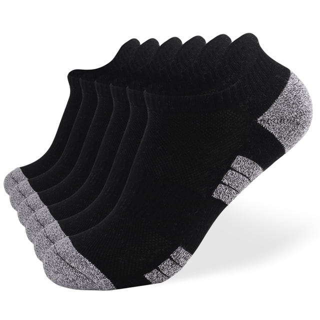 6 Pack Chaussettes de Course pour Hommes Femmes Respirantes Rembourrées Chaussettes de Cheville Athlétiques Chaussettes Basses Sport Randonnée Course