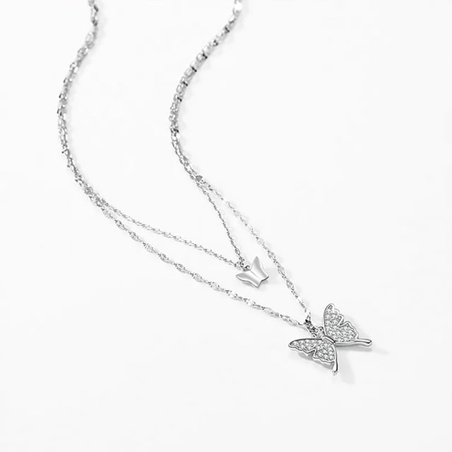 Cadena doble Zoft Ztore con dijes de mariposa en plata 925