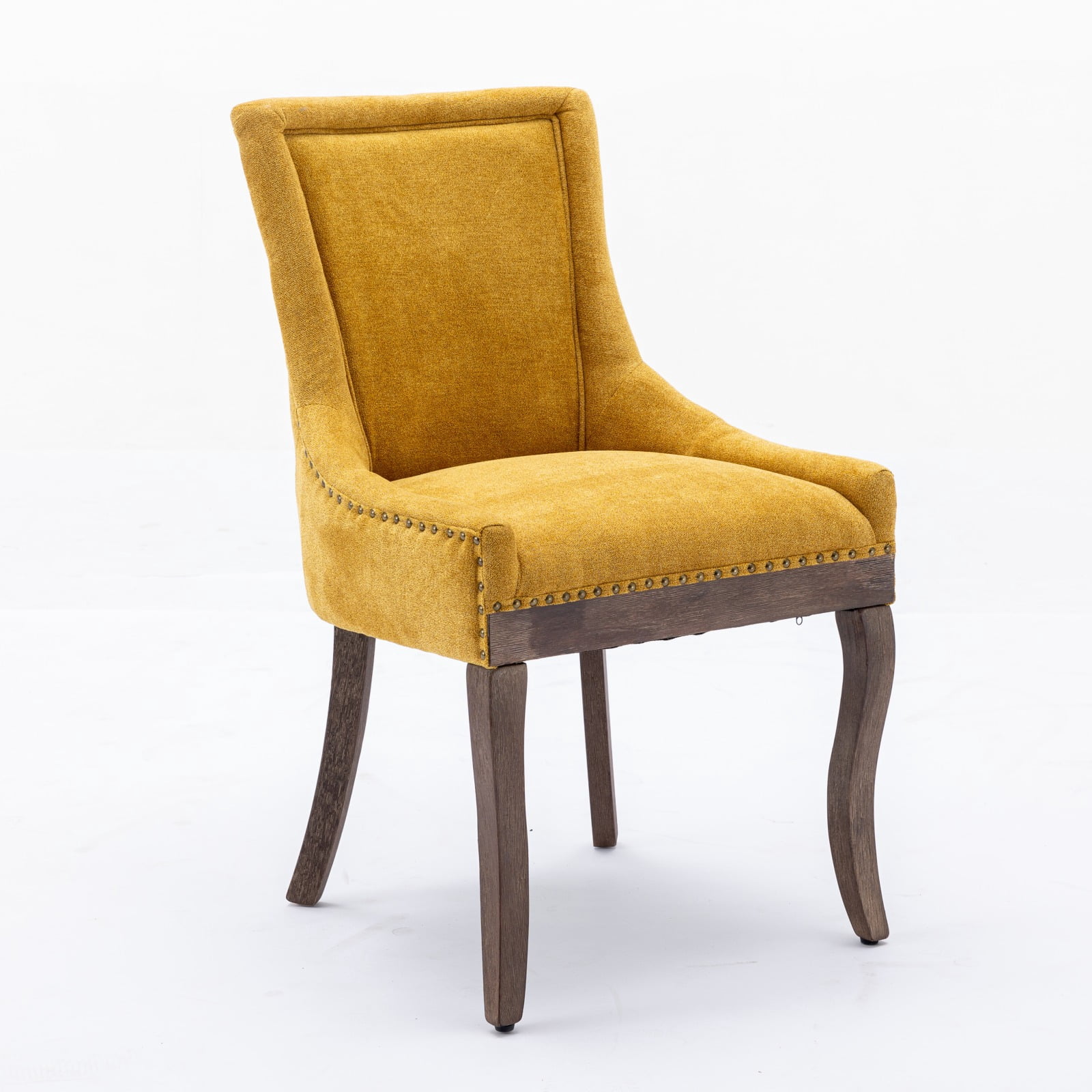 Gewnee Set of 2 Side Dining Chairs, Fabric Upholstered High Back Dining Table Chairs with Solid Wood Legs for Dining Room & Kitchen,Golden