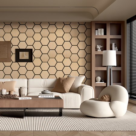 4-pack 3d Hexagon Acoustic Wall Panels (29.1" X 23.9" Each), Real Oak Wood Veneer Soundproof Panels For Living Room, Studio & Office