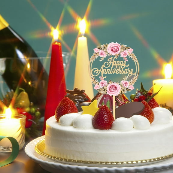 TAILTOSS Wedding Anniversary Cake Toppers Acrylic 2Pcs Assorted Color Cupcake Picks