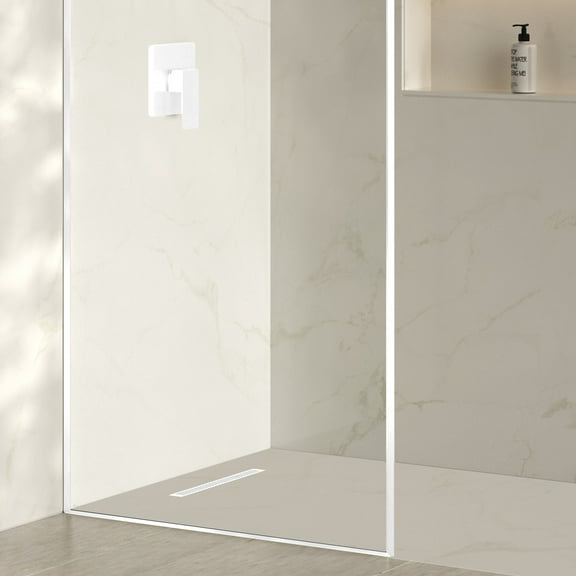 Voltaire 18" Stainless Steel Linear Shower Drain in Matte White