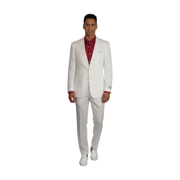 Adolfo Men's Linen Suit summer suit Breathable and comfortable C500 White