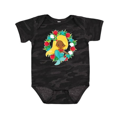 

Inktastic Christmas Mermaid with Blonde Hair and Floral Wreath Gift Baby Boy or Baby Girl Bodysuit