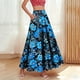 thumbnail image 1 of TaTaai Women's Vintage Boho Print High Waist Long Skirt Elastic Drawstring A-Line Ruffle Hem Maxi Skirt with Pockets for Daily Wear Gift, 1 of 9