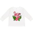 thumbnail image 3 of Inktastic Flamingo with Tropical Flowers Boys or Girls Long Sleeve Toddler T-Shirt, 3 of 5
