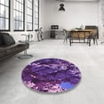 thumbnail image 4 of Ahgly Company Machine Washable Indoor Round Transitional Indigo Purple Area Rugs, 7' Round, 4 of 7