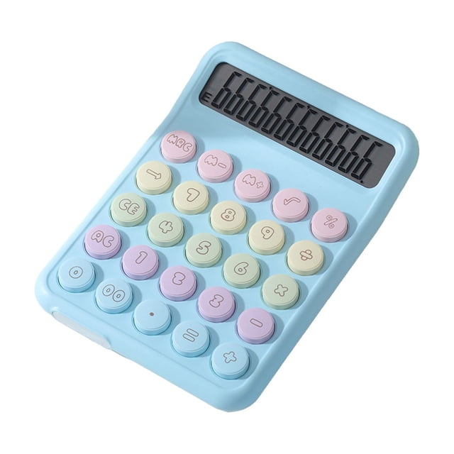 Sky Blue Campus Dopamine Color Calculator Large Screen 12 Digit Display Office Finance Portable Calculator For Elementary School Students