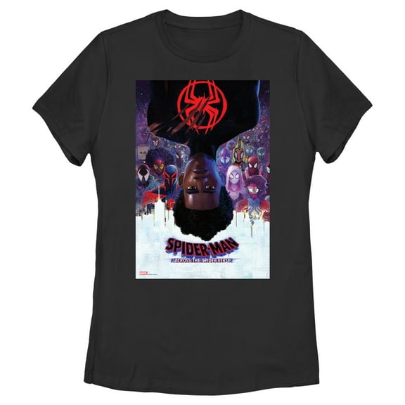 Women's Spider-Man: Across the Spider-Verse Miles Morales Movie Poster Graphic Tee Black Medium