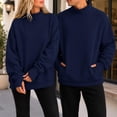 thumbnail image 6 of Mock Neck Sweatshirt Women Oversized Turtleneck Pullover Long Sleeve Casual Drop Shoulder Tops Fleece Sweater with Thumb Hole L, 6 of 8