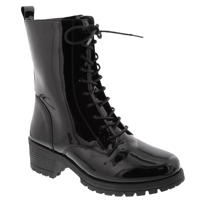 Nouvelle Bottine de Combat à Semelle Crantée pour Femmes, Bottine à Lacets avec Fermeture Éclair Latérale