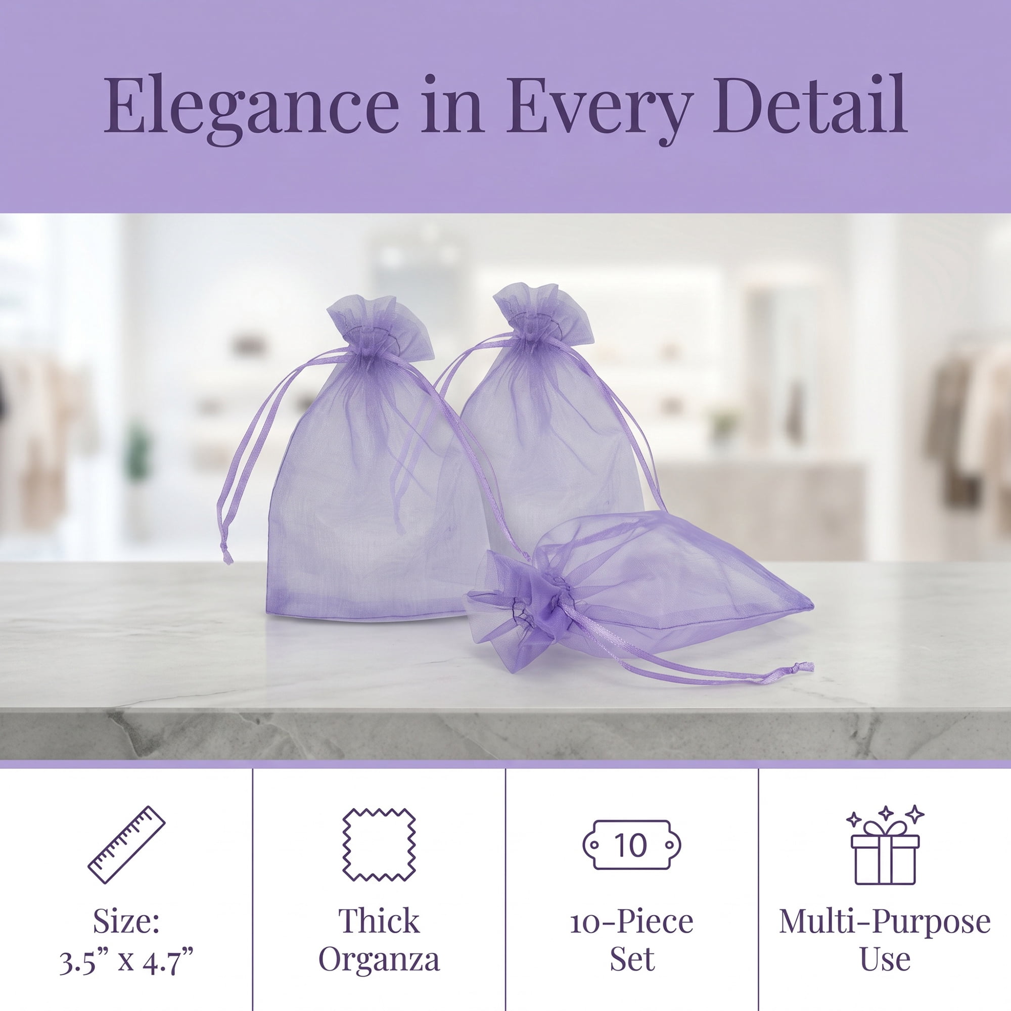 Unique Bargains Multi-Purpose Gift Bags with Handles for Events Light Purple 3.5" x 4.7"