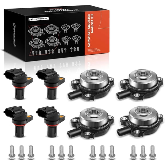 A-Premium 4-PC Camshaft Position Sensor 4-PC Camshaft Adjuster Magnet Solenoid Kit Compatible with Mercedes-Benz Vehicles - 2006-2015 - C, CLK, CLS, E, G, GL, GLK, ML, R, S, SLK - Intake & Exhaust