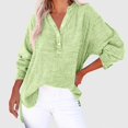 thumbnail image 2 of cfhntfmh Womens Chiffon Shirts Loose V Neck Buttons Solid Color Basic T-Shirts Fall Casual Loose Long Sleeve Lounge Tops, 2 of 7