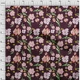 thumbnail image 3 of oneOone Georgette Viscose Wine Fabric Flower & Leaves Watercolor Quilting Print Sewing Fabric By The Yard 42 Inche Wide, 3 of 4