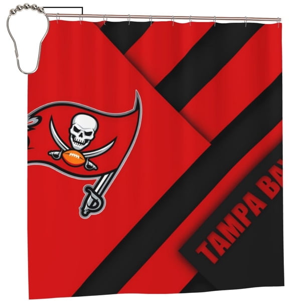 Cortina de ducha de secado rápido impermeable para baño de los Buccaneers, cortina de ducha con ganchos, decoración de fútbol americano, juego de cortinas de ducha para baño, plancha de 60 x 72