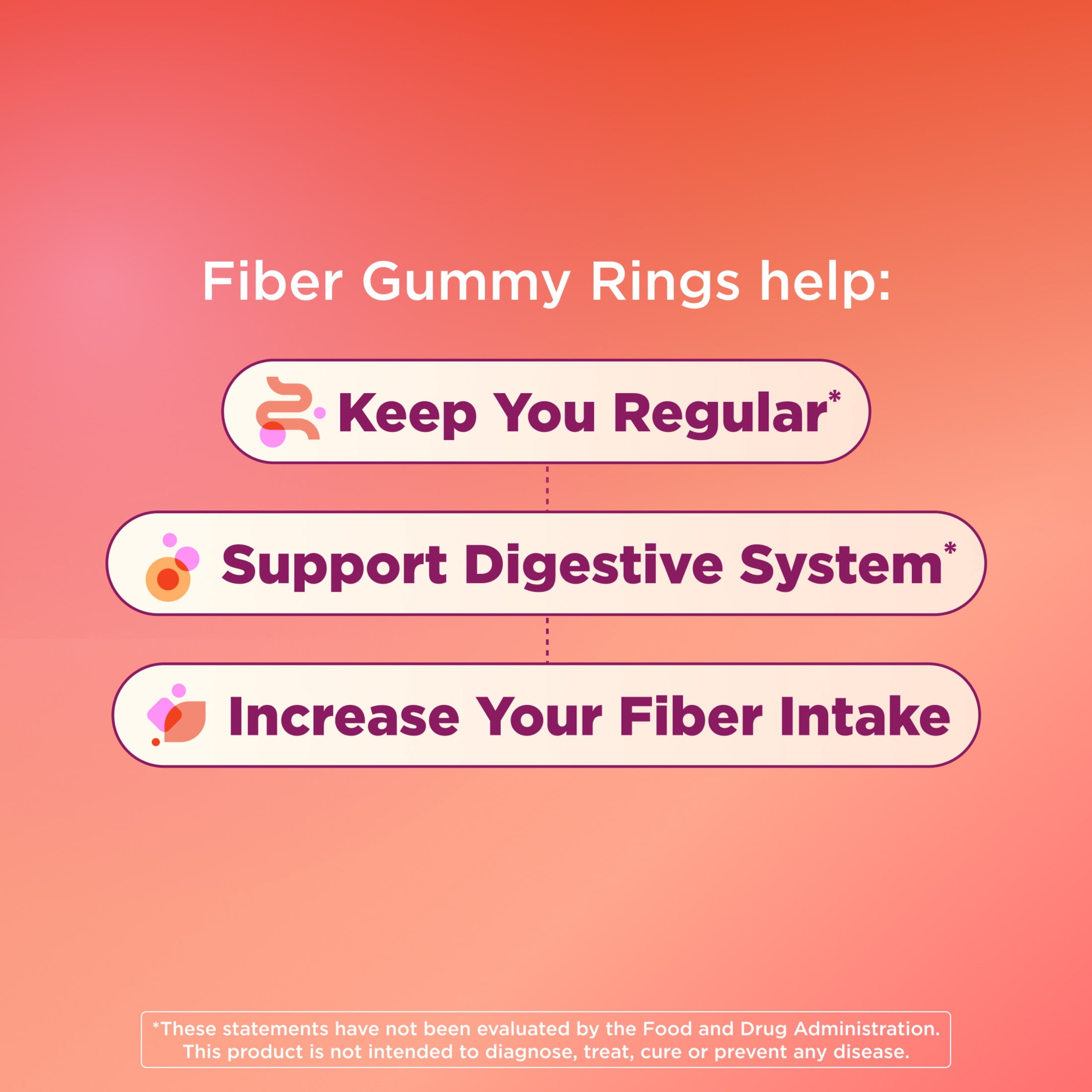 OLLY Fiber Gummy Rings Supplement with 5g FOS Prebiotic Fiber, 50 Count