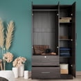 thumbnail image 5 of Better Home Products Symphony Wardrobe Armoire Closet with Two Drawers Tobacco, 5 of 7