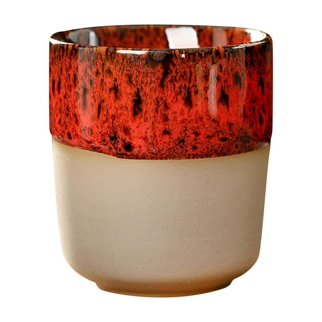 Copa de té de japonesa sin manejo de 150 ml de personalidad taza de café tazas de yerba para para jugo cafe granja regalo domicilio de Rojo