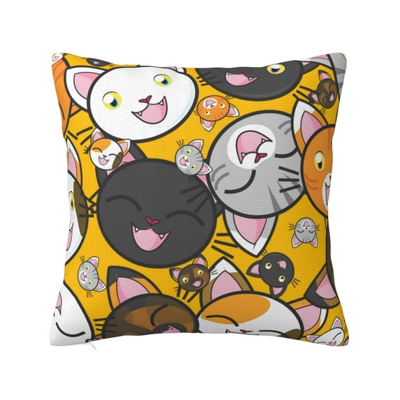ZICANCN Cute Yellow Cat Decorative Throw Pillow Covers, Bed Couch Sofa Decorative Knit Pillow Covers for Living Room Farmhouse 26"x26"