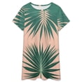thumbnail image 3 of Palm Leaf Print Pattern Women Nightgown Sleepwear Short Sleeves For Vacations Travels Nightgowns Women's Pajamas, 3 of 7