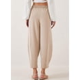 thumbnail image 4 of Women'S Summer High Waisted Baggy Pants Casual Ankle Length Trouser Slacks with Pockets Apricot XXXL, 4 of 6