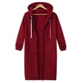 thumbnail image 3 of Sudaderas con Capucha para Mujer, Estilo Oversize, con Cremallera, Ideales para Otoño e Invierno. Chaquetas Largas con Capucha y Bolsillos. Rojo Vino M, 3 of 8