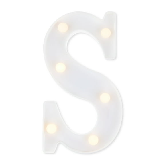 Warm White Battery-Operated Letter "S" Light-Up Decoration, 8.5", by Way To Celebrate