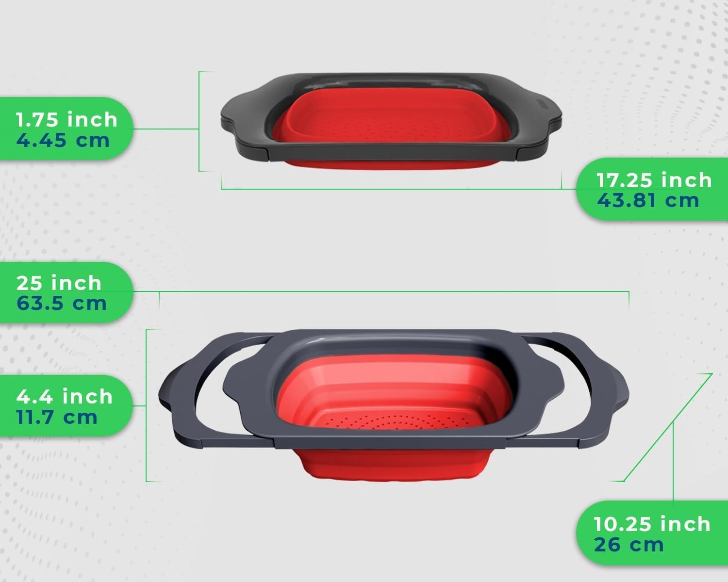 Comfify XL Large Kitchen Strainer - Collapsible Silicone Over-The-Sink Colander with Extendable Handles - Use with Pasta, Fruit, Berries & Veggie - 6 Quart - Red