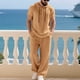 thumbnail image 1 of Ceisia Men's Loose Fit Cotton-Linen Like 2-Piece Set Hooded Short Sleeve Shirt with Elastic Waist Wide Leg Pants Gifts, 1 of 9