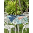 thumbnail image 3 of Outdoor Tablecloths with Umbrella Hole & Zipper, Teal Red Coastal Jellyfish Round Tablecloths 60 Inch, Summer Nautical Beach Coral Starfish Waterproof Table Cloth, Patio/Pool/Picnic Table Covers, 3 of 8