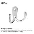 thumbnail image 3 of Wall Hooks, 8 Pack - Zinc Alloy Double Prong Retro Hook, Hooks for Hanging Towel Backpack Clothes Scarf (Chrome), 3 of 6