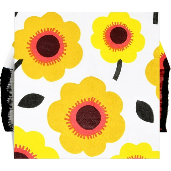 Gift Boutique 100Floral Yellow Flowers Disposable Paper Napkins