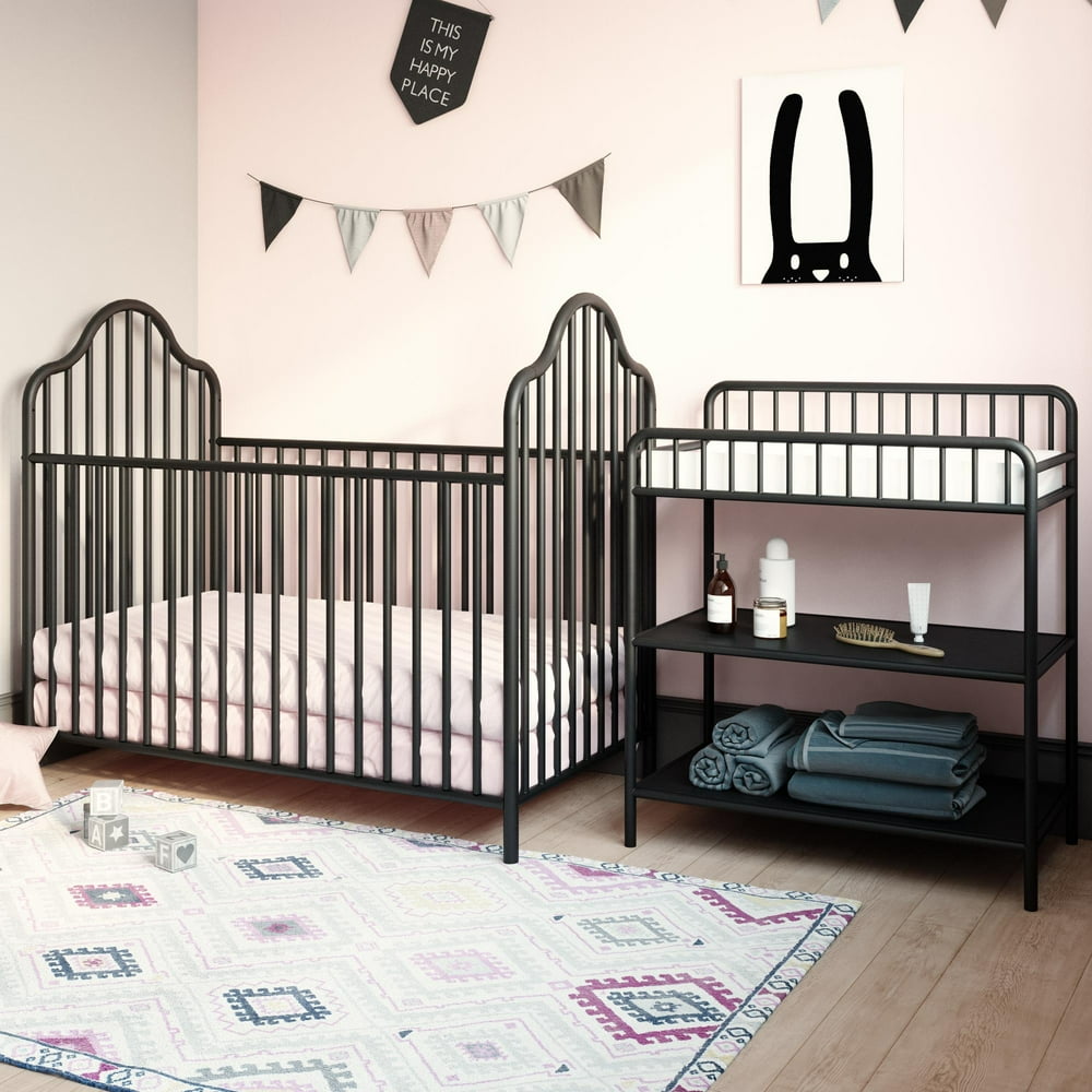 Little Seeds Rowan Valley Lanley Crib and Changing Table Set, Black