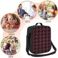 thumbnail image 3 of Thermal Insulation One Shoulder Portable Bento Bag Can Be Reused 8×10.5in For Carrying Drinks Bento Box Fruit Snacks Crimson Modern Houndstooth Texture_4, 3 of 8