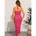 thumbnail image 3 of DARING DIVA Sleeveless Coverup Crochet See Through Halter Neck Dress M Hot Pink, 3 of 6