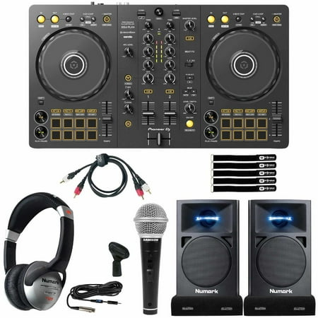 Pioneer DJ DDJ-FLX4 2-Channel Controller with Numark N-Wave 360 Powered Desktop DJ Monitors Starter Package