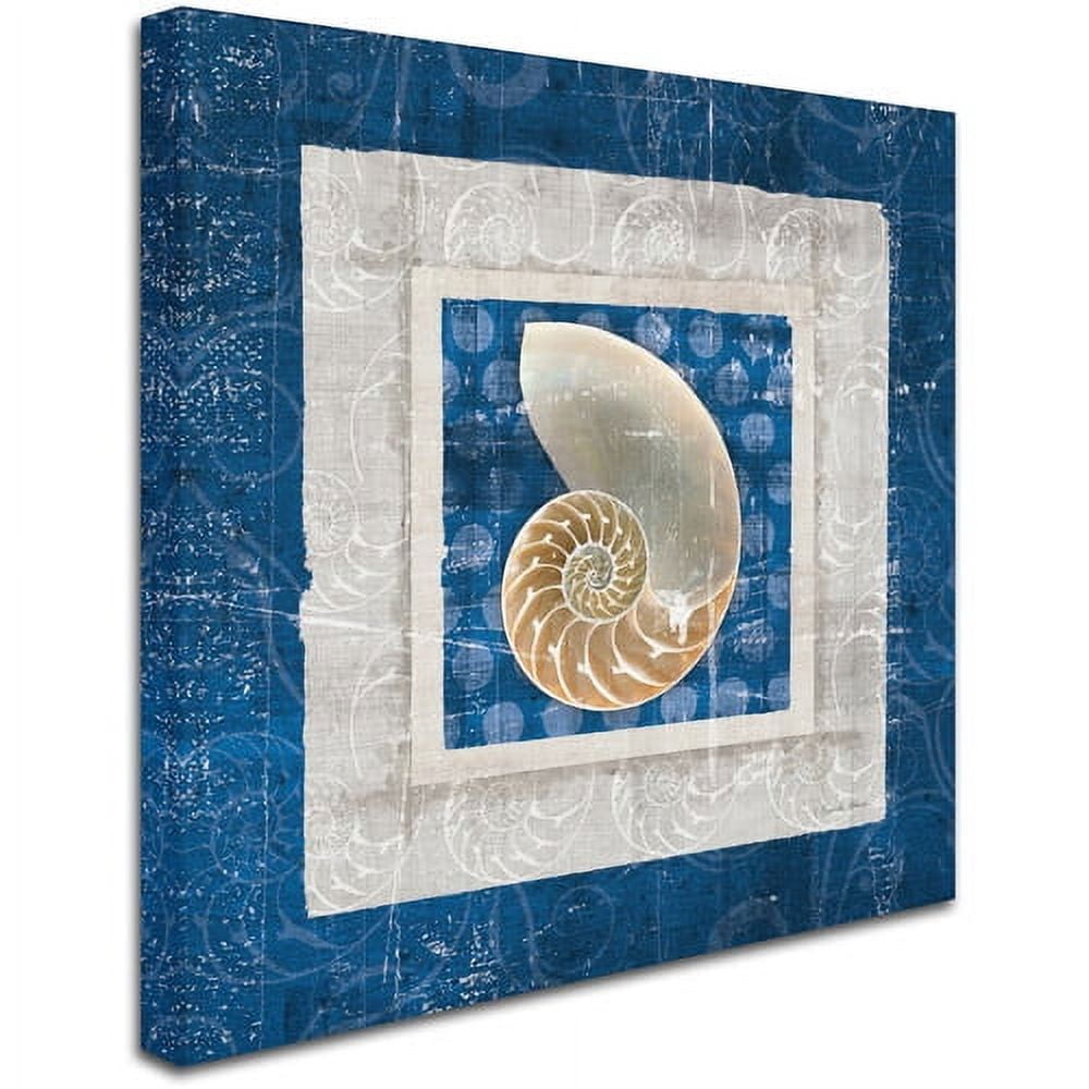 Trademark Fine Art "Sea Shell II on Blue" Canvas Art by Belinda Aldrich