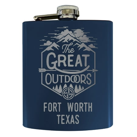 

Fort Worth Texas Laser Engraved Explore the Outdoors Souvenir 7 oz Stainless Steel 7 oz Flask Navy