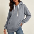 thumbnail image 2 of lcziwo Women's Oversized Sweatshirt Athletic Long Sleeve Sweatshirts with Pockets Solid Color Drawstring Hoodies Winter 2026 Gray,XXL, 2 of 10
