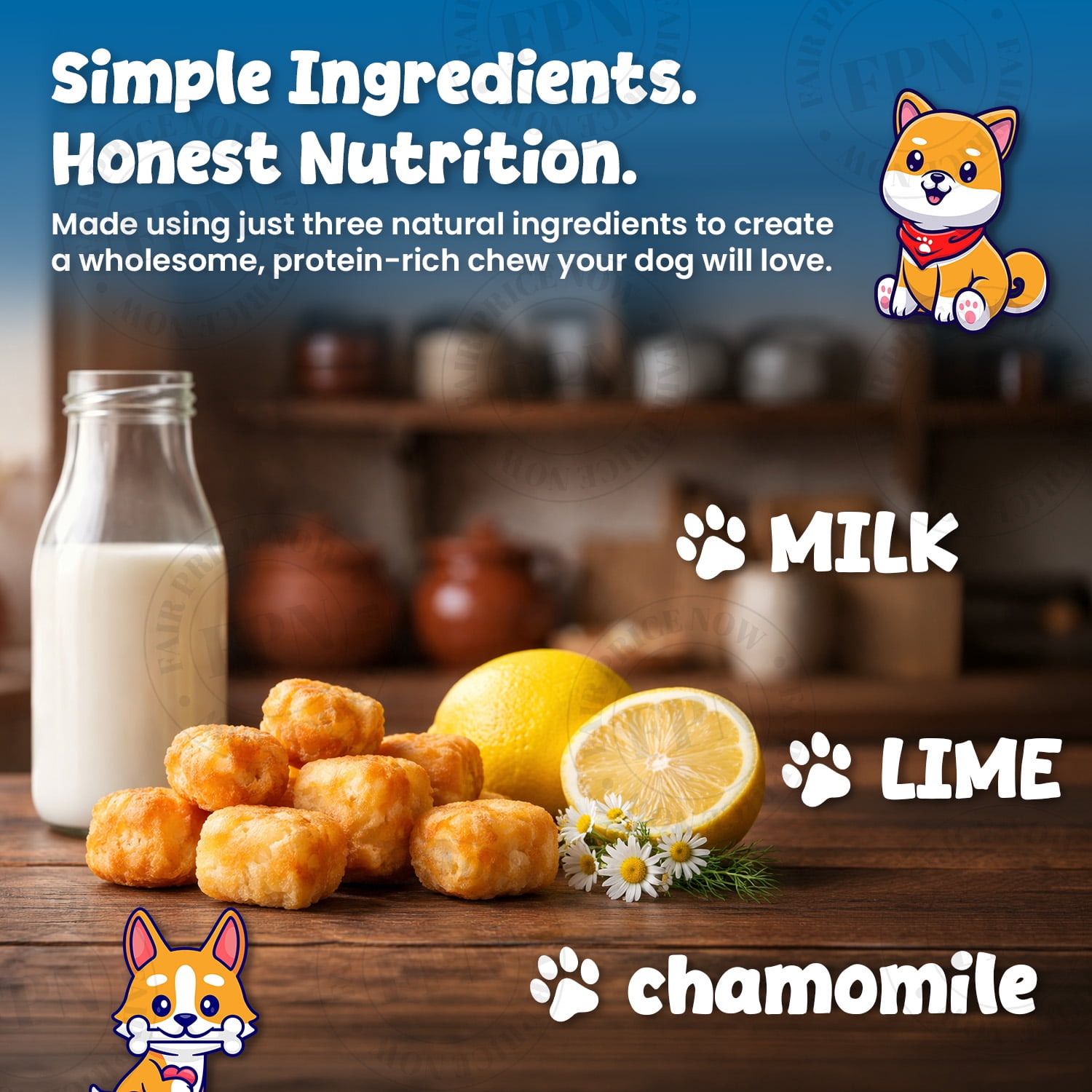FPN Cow Milk Cheese Puffs for Dogs Natural High Protein Calming Dog Treats