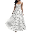 thumbnail image 2 of Taylonsss Womens Summer Dress White Polka Dot Spaghetti Strap Waist Tie Midi Casual Everyday Outfit, 2 of 9