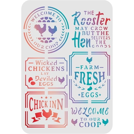 Farm Chicken Coop Drawing Painting Stencils Templates (11.6x8.3inch) Welcome to Our Coop Stencils Decoration Chicken Coop Drawing Stencil for Painting on Wood Floor Wall and Fabric DIY