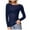 Blue, variant on Women's Tops Casual Ladies Solid Color Mesh See Through Base Layer Long Sleeve Blouse,Blue,L