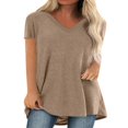 thumbnail image 1 of POINTERTECK Women Summer Short Sleeve V-Neck T-Shirt Casual Solid Color Oversized Loose Tops, 1 of 4