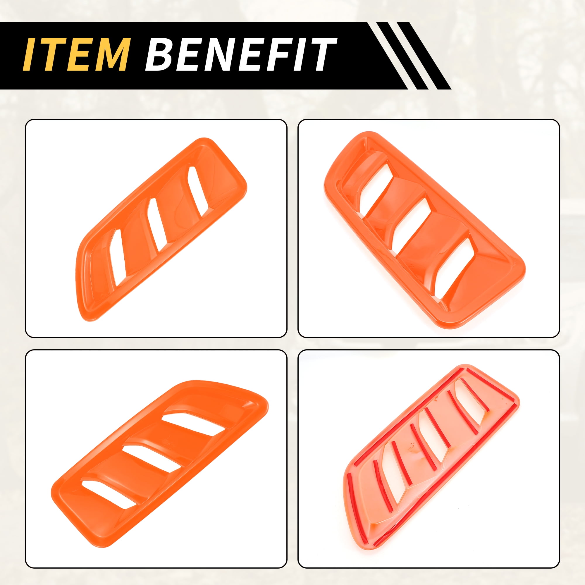 Unique Bargains 1 Pair Car Front Hood Air Outlet Vent Cover Trim for Jeep Wrangler JL JLU Gladiator 2018-2024 Hood Engine Bonnet Air Vent Outlet Cover Bezels ABS Orange