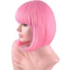 thumbnail image 4 of Peluca rosa pastel de bob corto con flequillo para mujer Pelucas sintéticas rosa suave resistentes al calor hasta los hombros de 12 pulgadas (rosa) JAMW Sencillez, 4 of 5