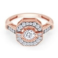 thumbnail image 3 of 1.22 CT Round & Baguette Cut White Cubic Zirconia Milgrain Halo Ring In 14K Rose Gold Plated 925 Sterling Silver (Color: White, Clarity: VVS1-VVS2, 1.22 Cttw) -4.5, 3 of 7