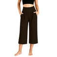 thumbnail image 3 of Jopfuhed Women's Wide Leg Yoga Pants Elastic High Waist Tummy Control Capri Pants with Pockets Side Flowy Gym Workout Jogging Pants,Sizes S-3XL, 3 of 9